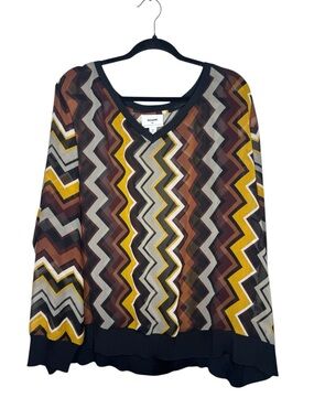 MISSONI FOR TARGET / brown black tan zig zag semi sheet chevron blouse / 3X